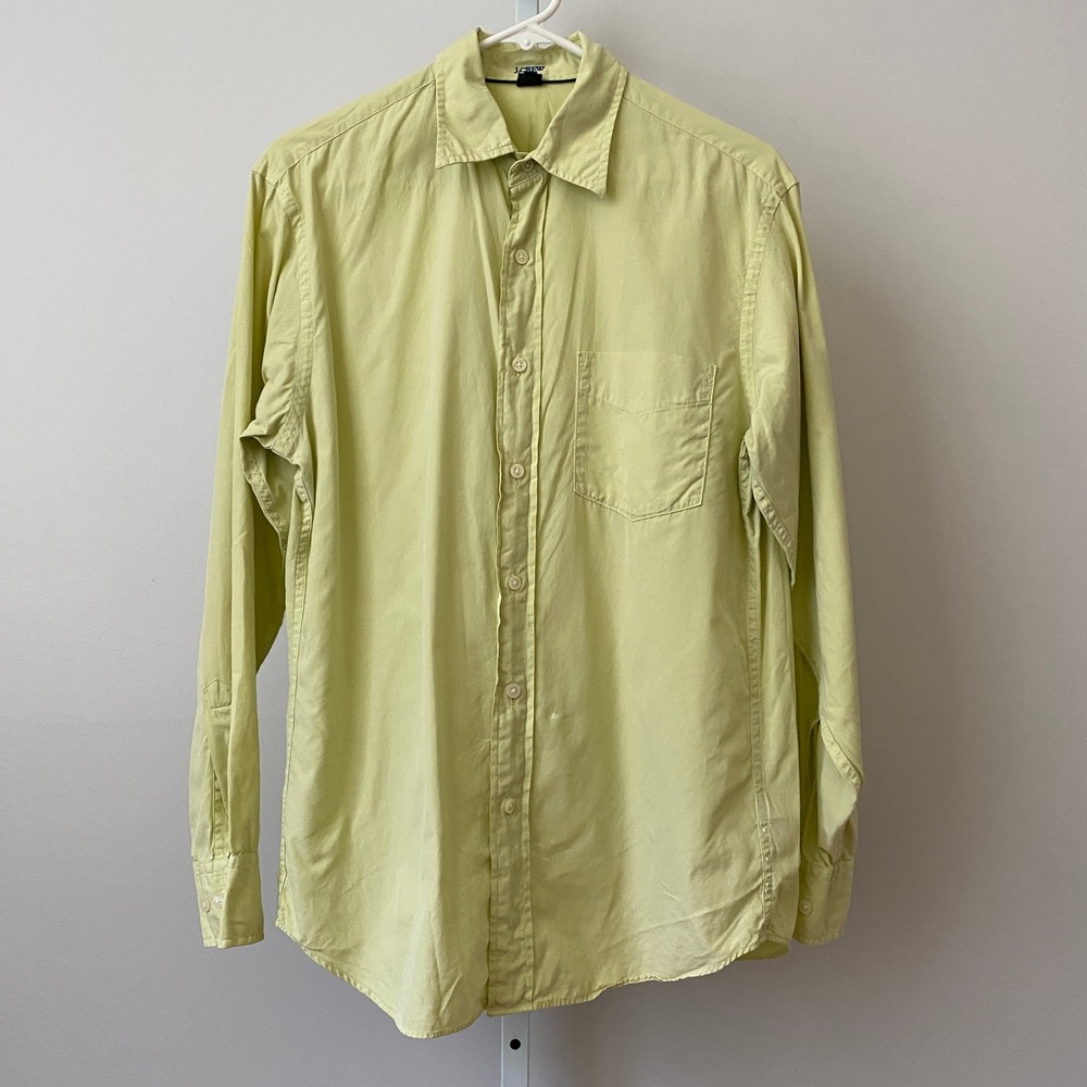 J.Crew Cotton Academia Clean Relaxed Button Down Shirt Small Yellow Lime‎ Pastel